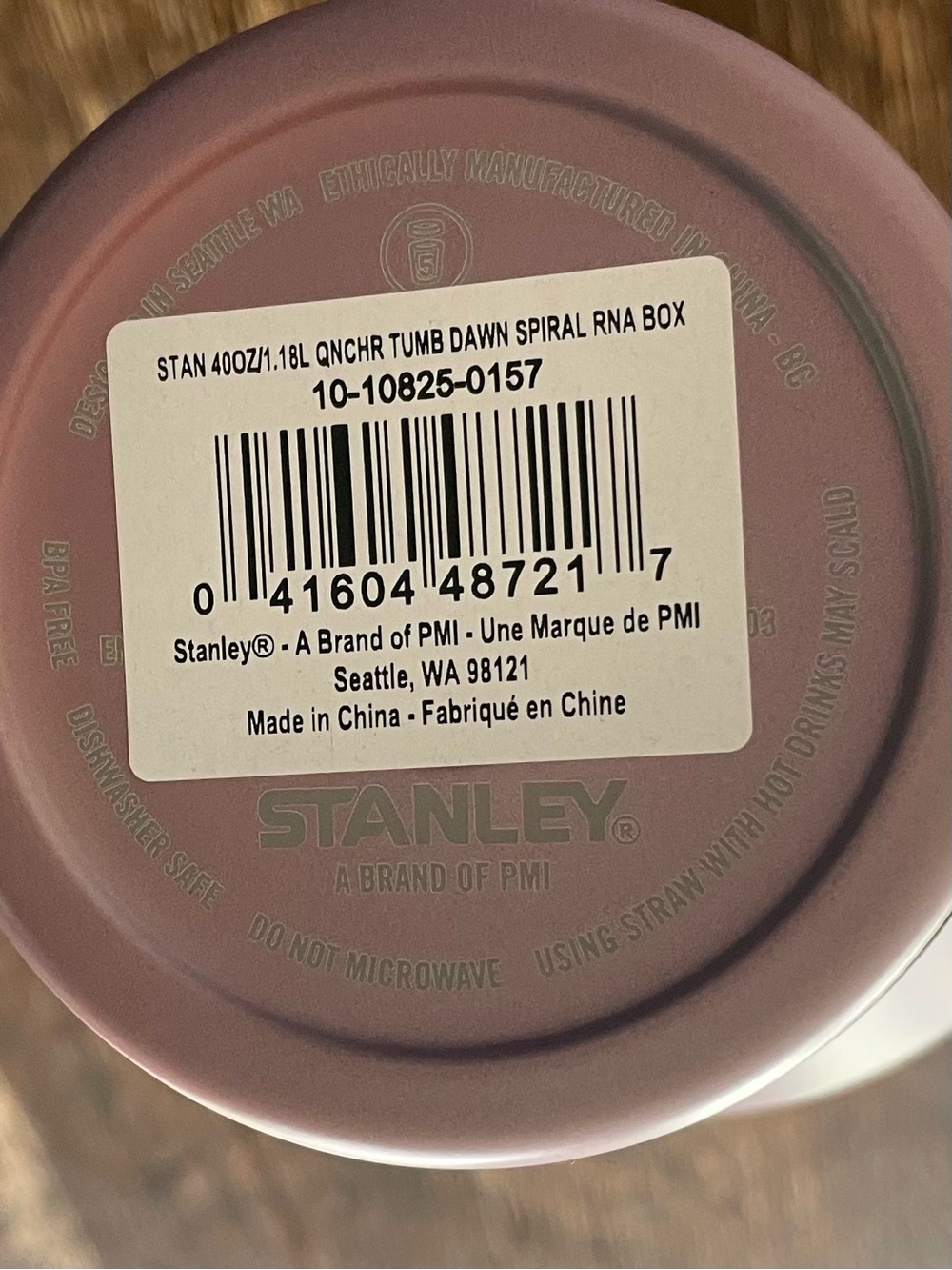 Stanley Ombre Mauve Tumbler with White Handle 40 oz. Dawn Spiral Spring 2026 - Picture 3 of 4